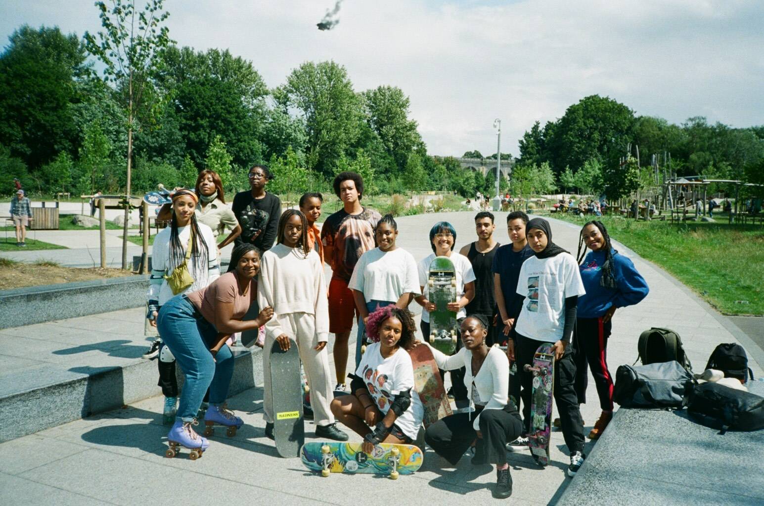 Group of POC skateboarders posing